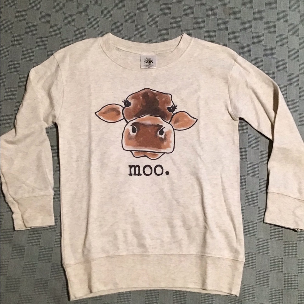 Barefoot Baby Kids Long Sleeve Shirt Size XS (8-10) Moo Cow